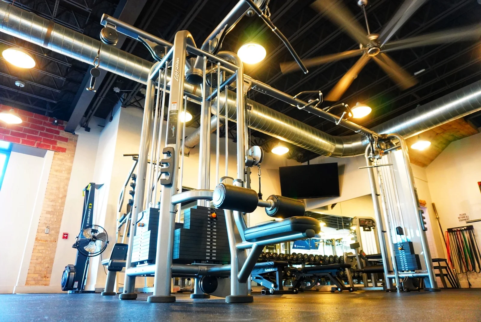 Life Fitness multi-station cable tower and strength equipment